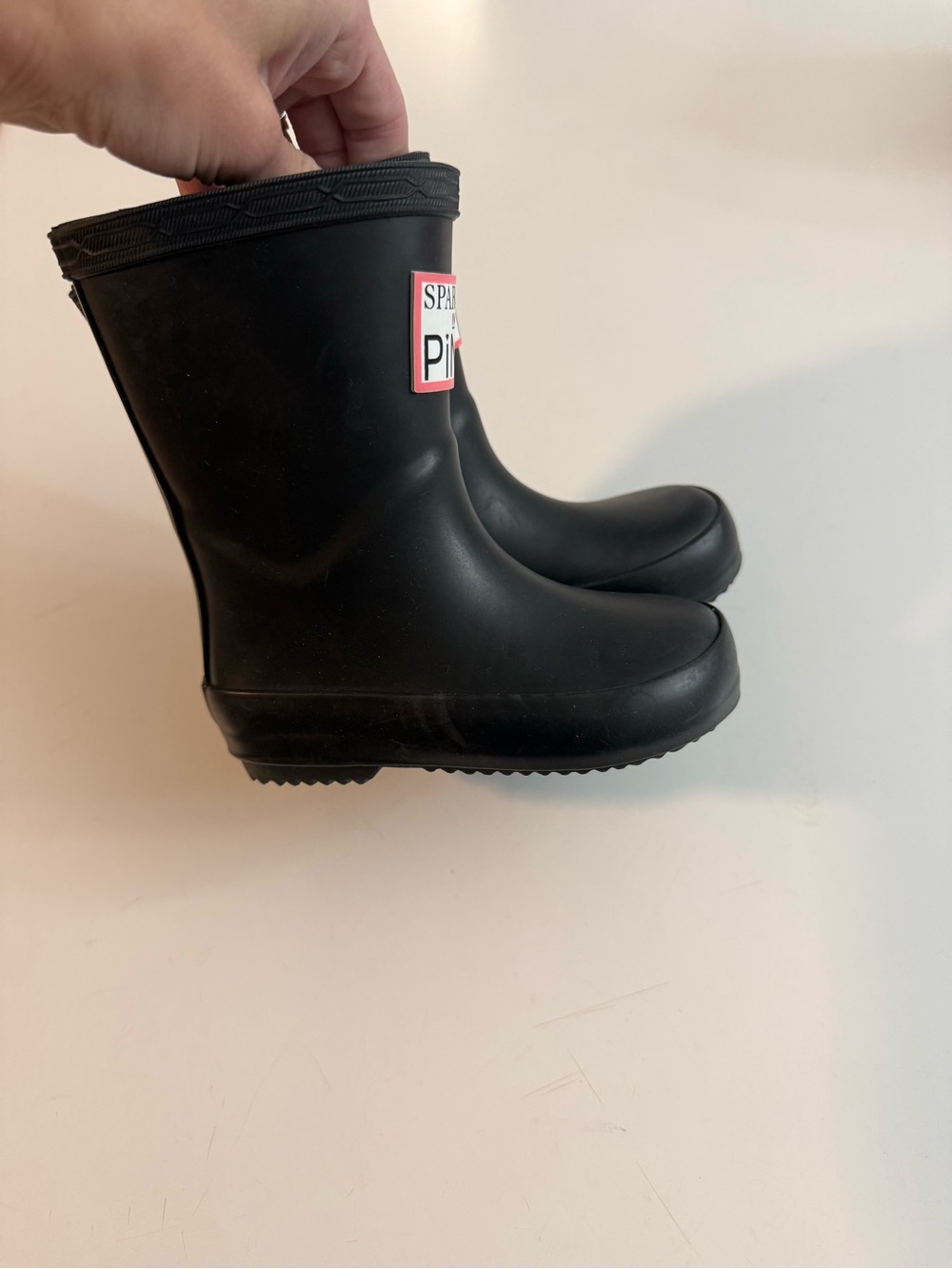 Kids Black Waterproof Rain Boots with Easy Pull-On Collar